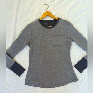 Columbia Long Sleeve Shirt Striped Cotton Gray and White Size Medium